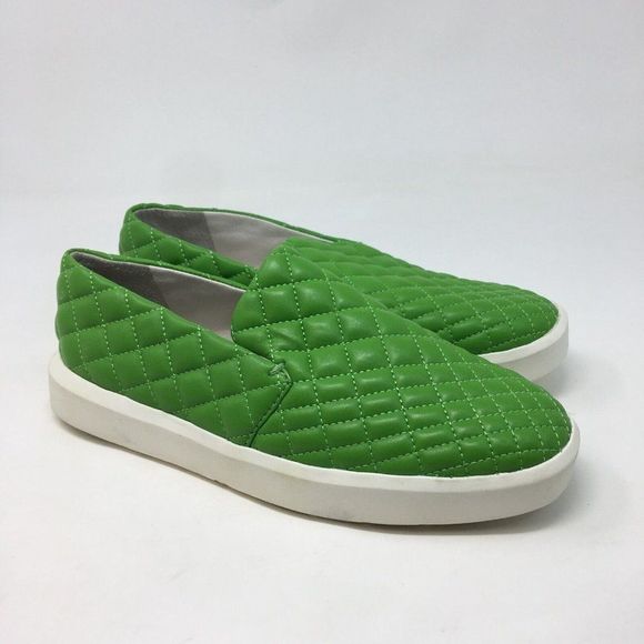 Franco Sarto Shoes - Franco Sarto Women's Sneakers Green White Size 7.5 Prato Leather Slip On Quilted
